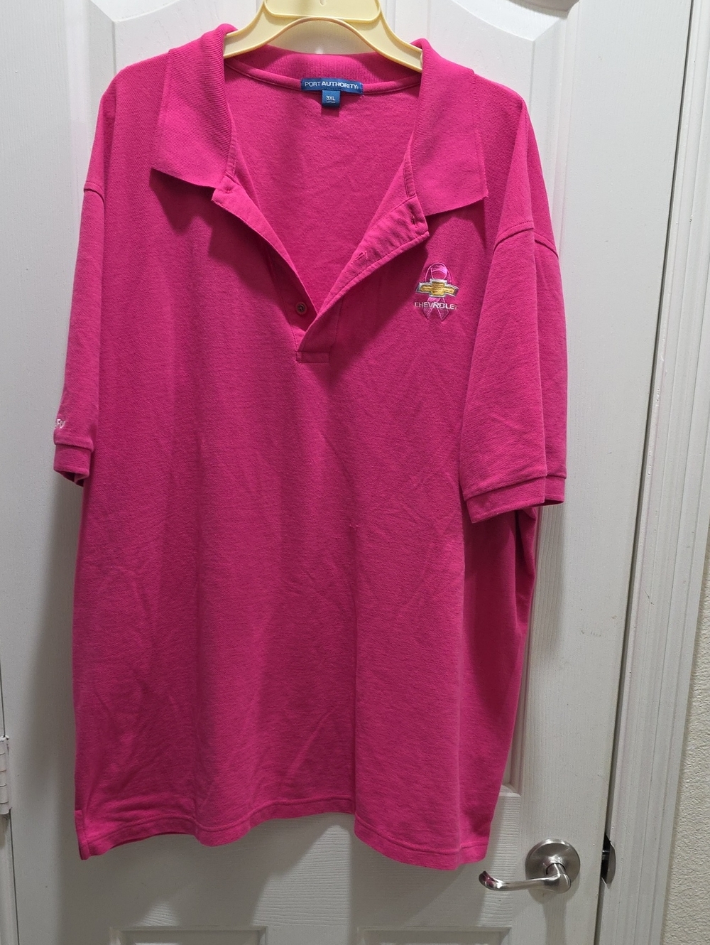 Port Authority Hot Pink Short Sleeve Polo with Embroidered Crest